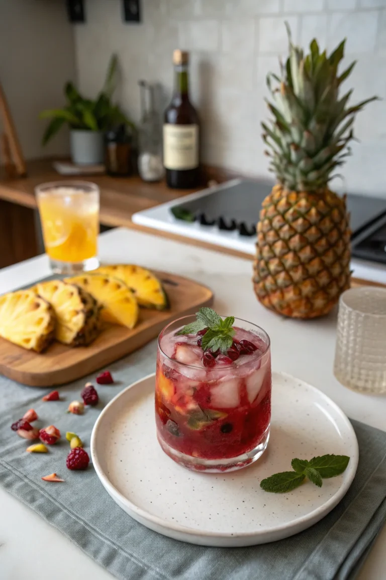 A delicious plate of Pineapple Hibiscus Mocktail