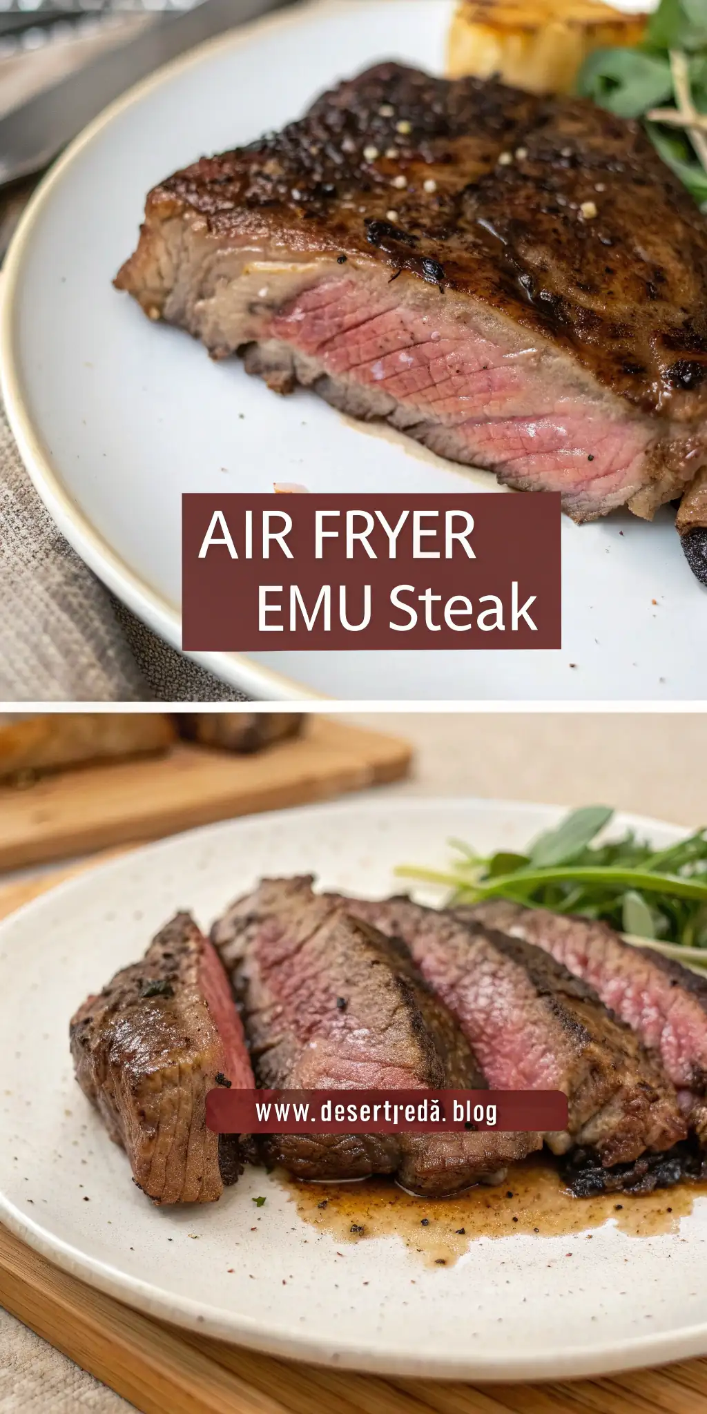 Pinterest image 1 for Air Fryer Emu Steak