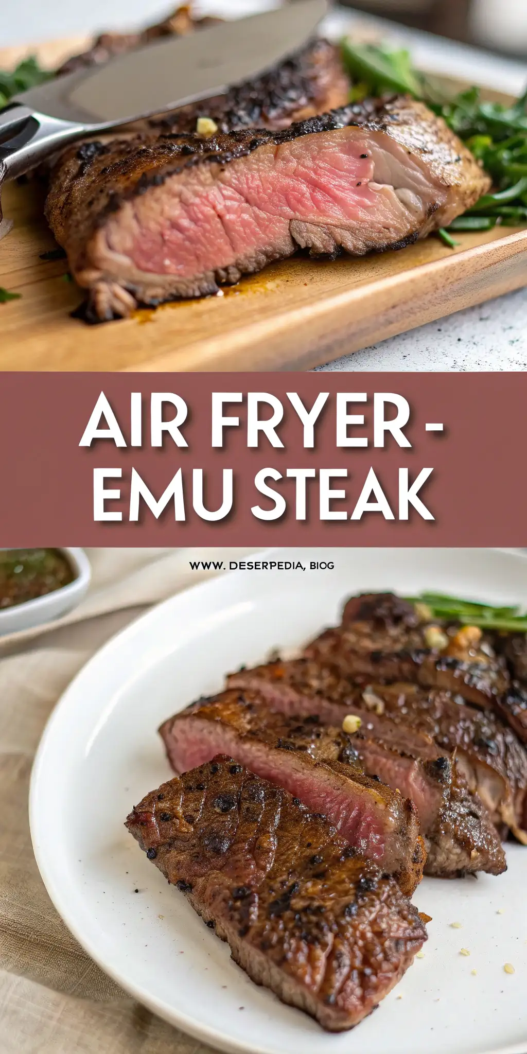 Pinterest image 2 for Air Fryer Emu Steak