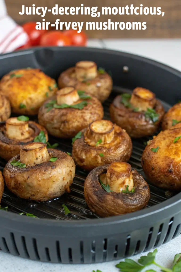 A delicious plate of Air Fryer Mushrooms