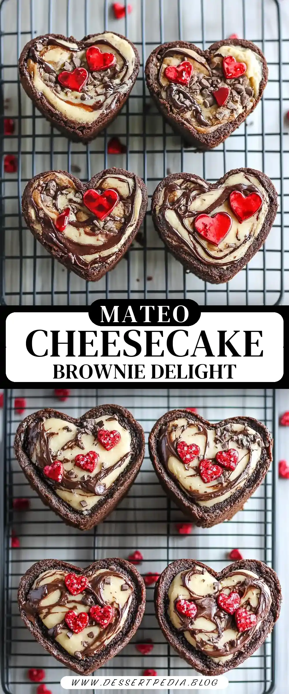 Pinterest pin (Design 3) for Cheesecake Brownie Hearts