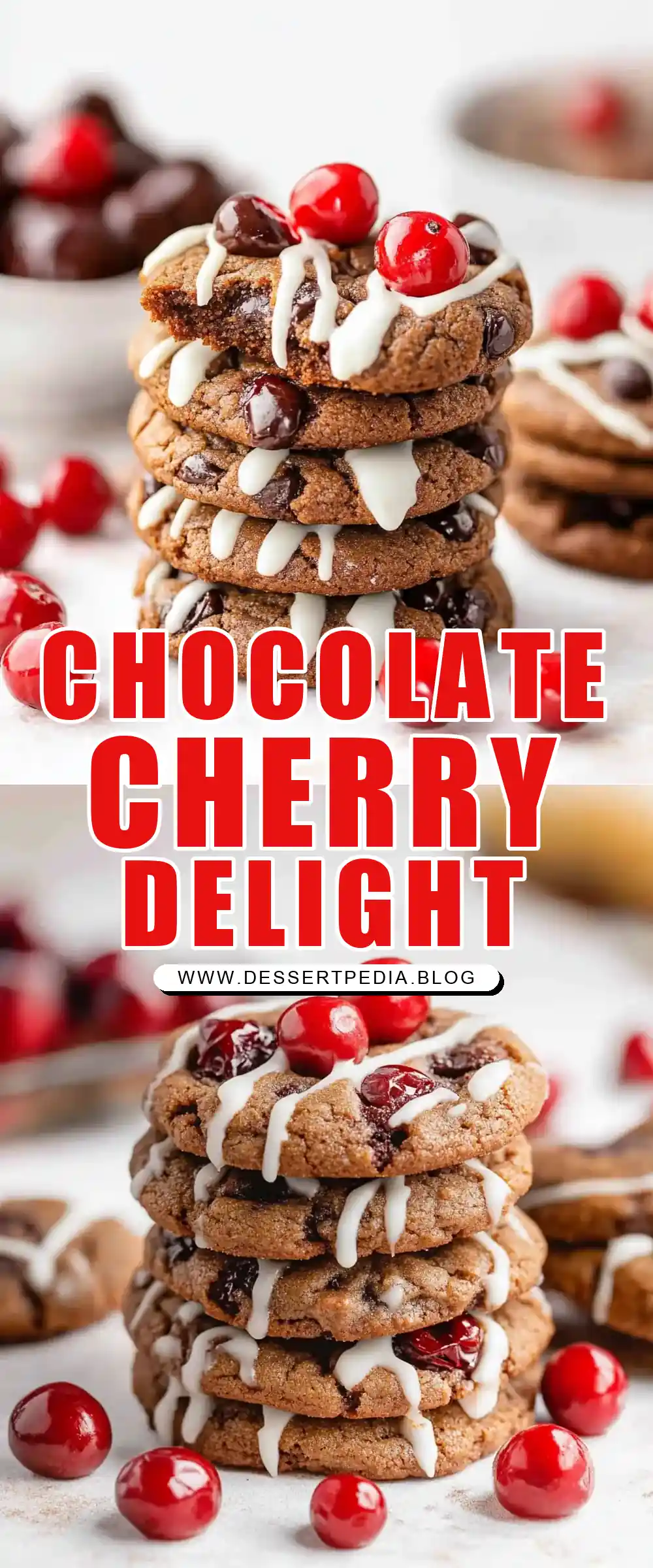 Pinterest pin (Design 1) for Chocolate Cherry Cookies