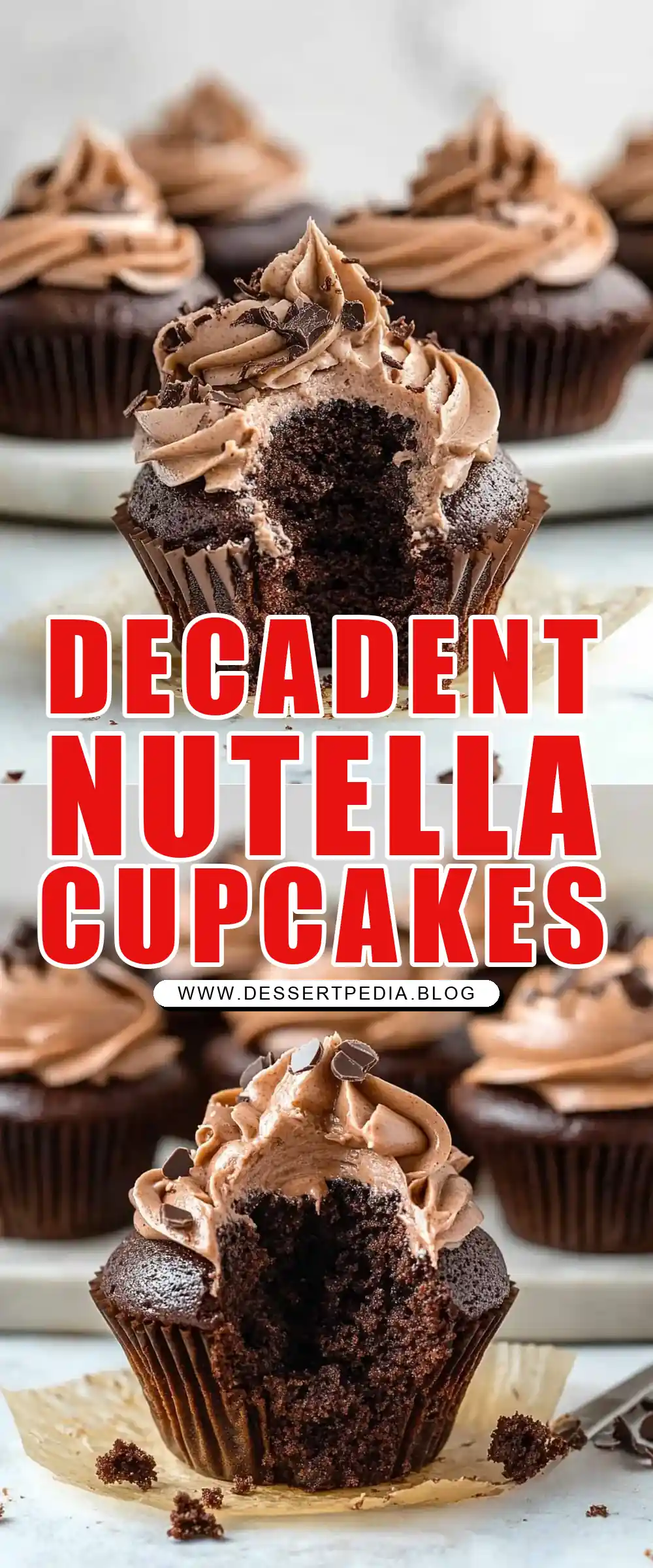 Pinterest pin (Design 1) for Nutella Cupcakes