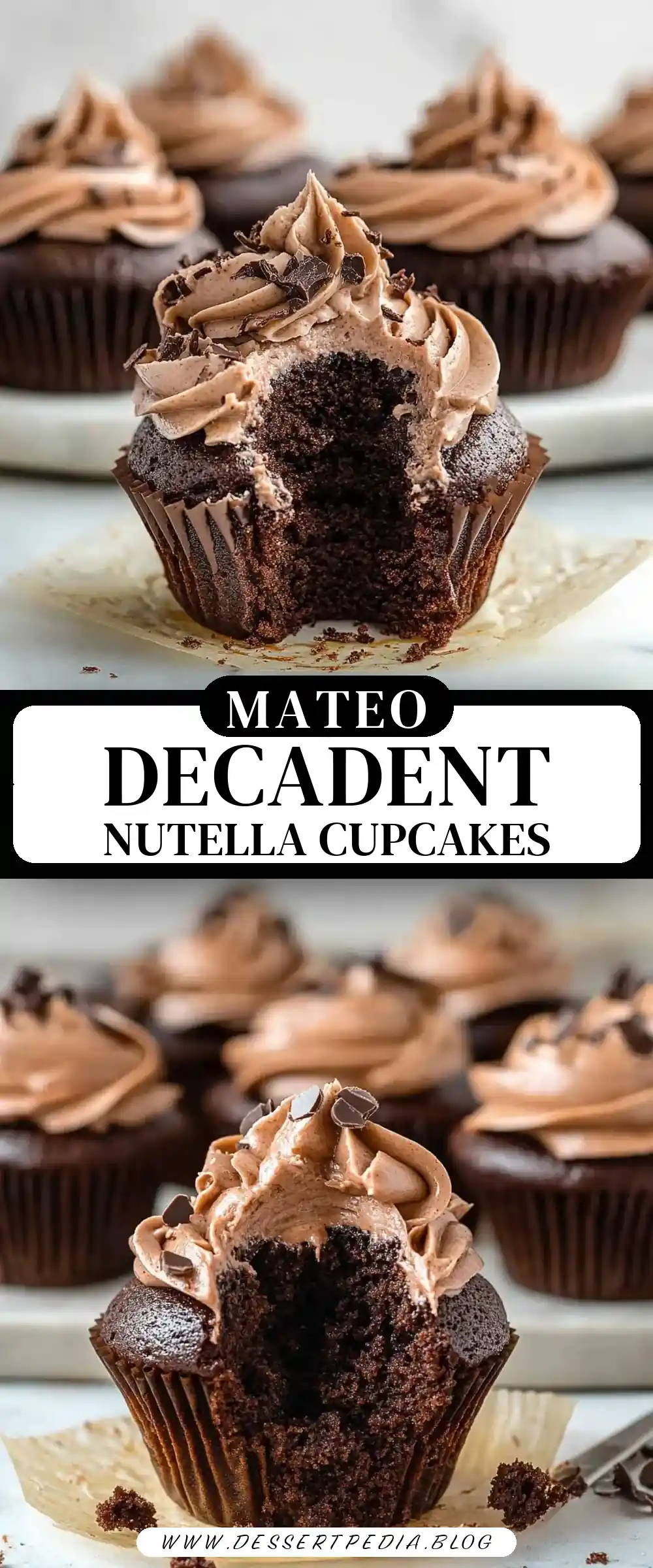 Pinterest pin (Design 3) for Nutella Cupcakes