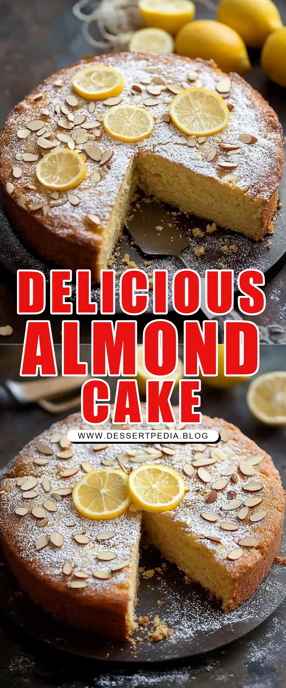 Pinterest pin (Design 1) for Almond Cake