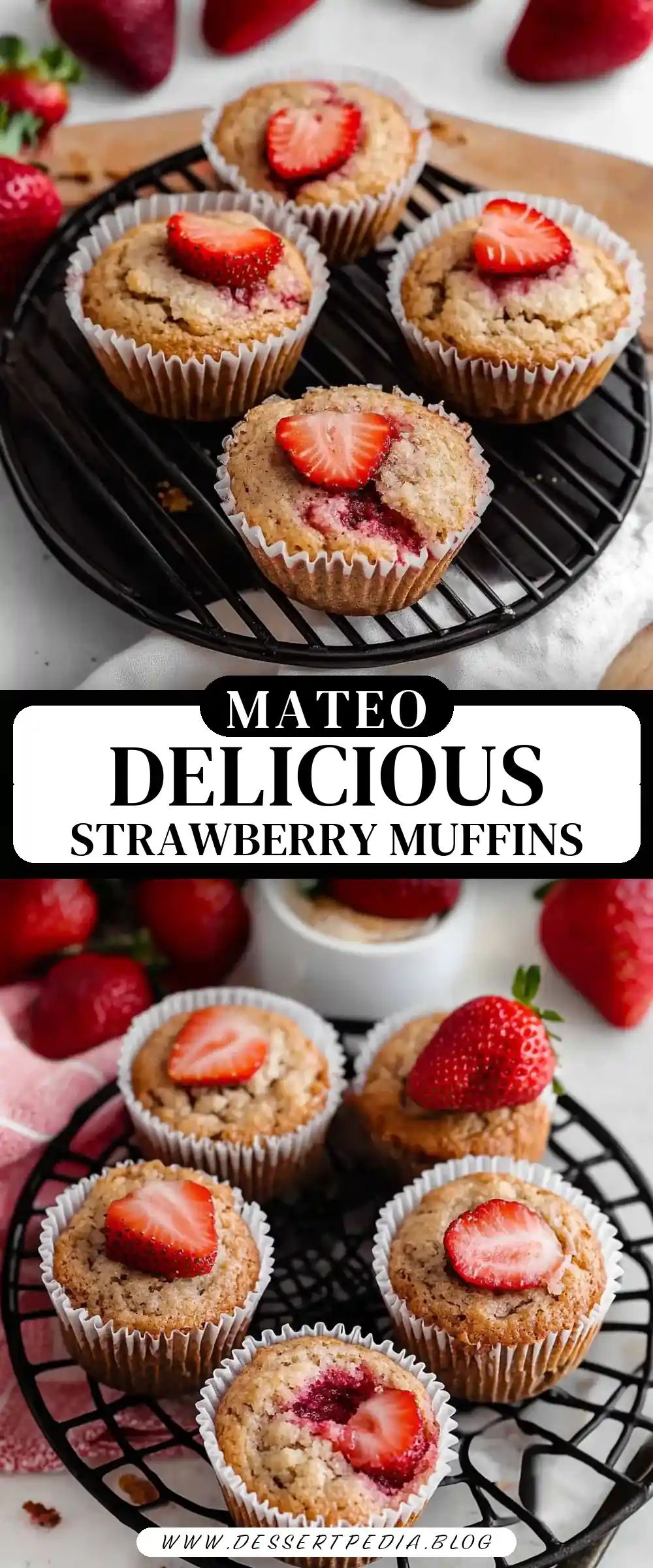 Pinterest pin (Design 3) for Strawberry Muffins