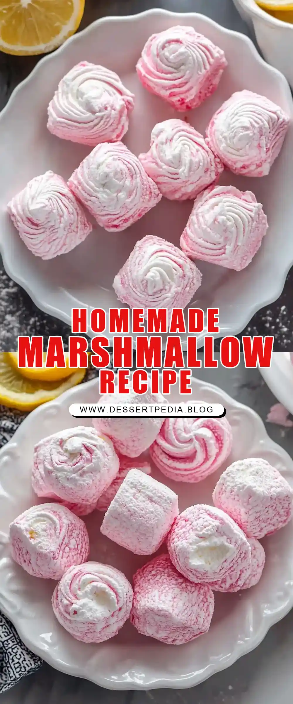 Pinterest pin (Design 1) for Homemade Marshmallows (Zephyr) VIDEO