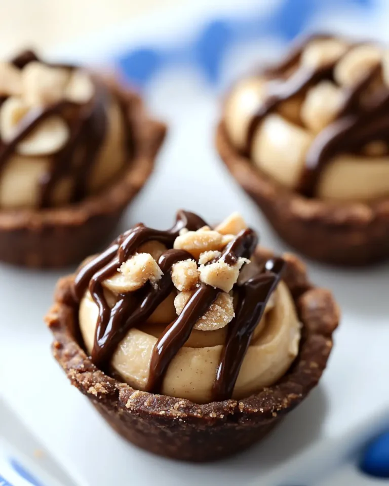 A delicious plate of Mini Peanut Butter Pies
