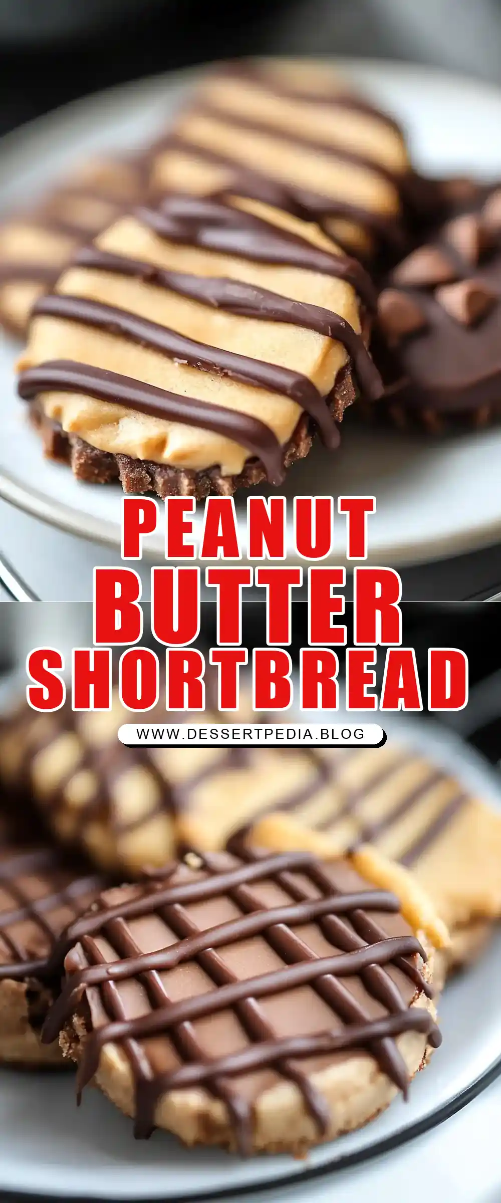 Pinterest pin (Design 1) for Peanut Butter Chocolate Shortbread Cookies