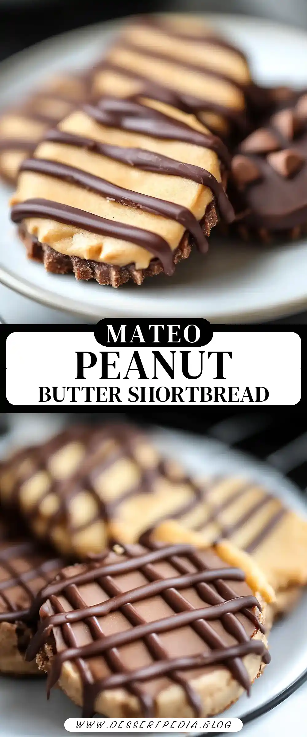 Pinterest pin (Design 3) for Peanut Butter Chocolate Shortbread Cookies