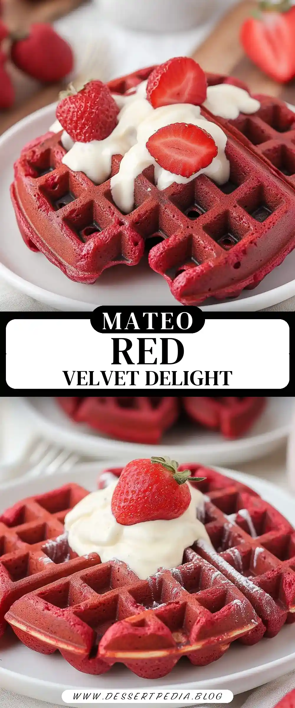 Pinterest pin (Design 3) for Red Velvet Waffles