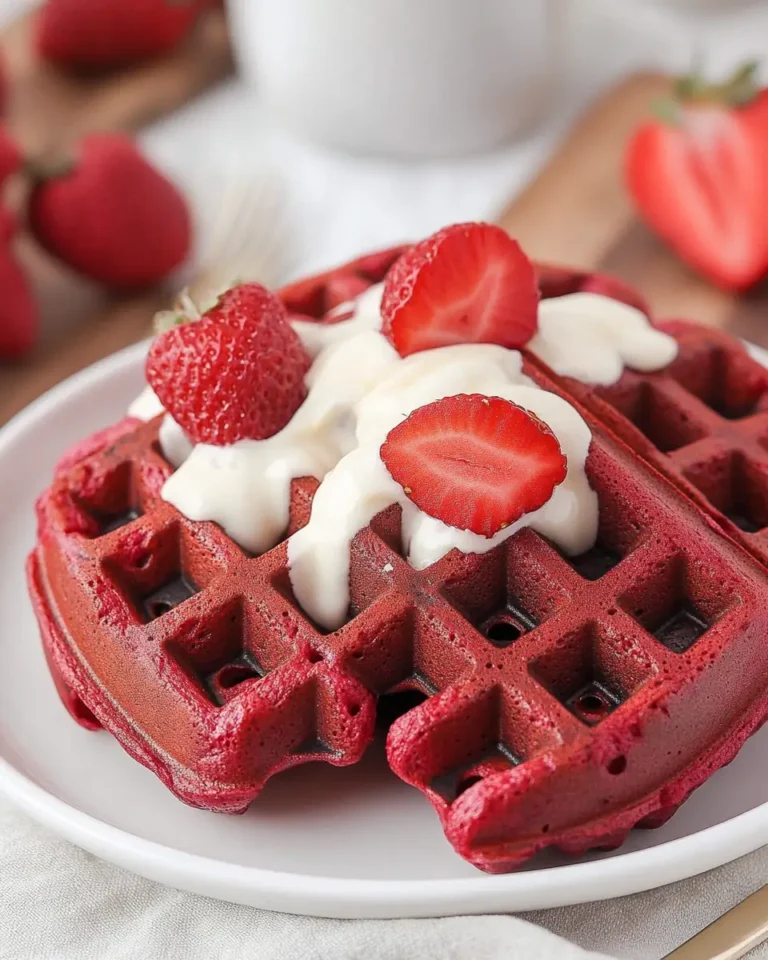 A delicious plate of Red Velvet Waffles