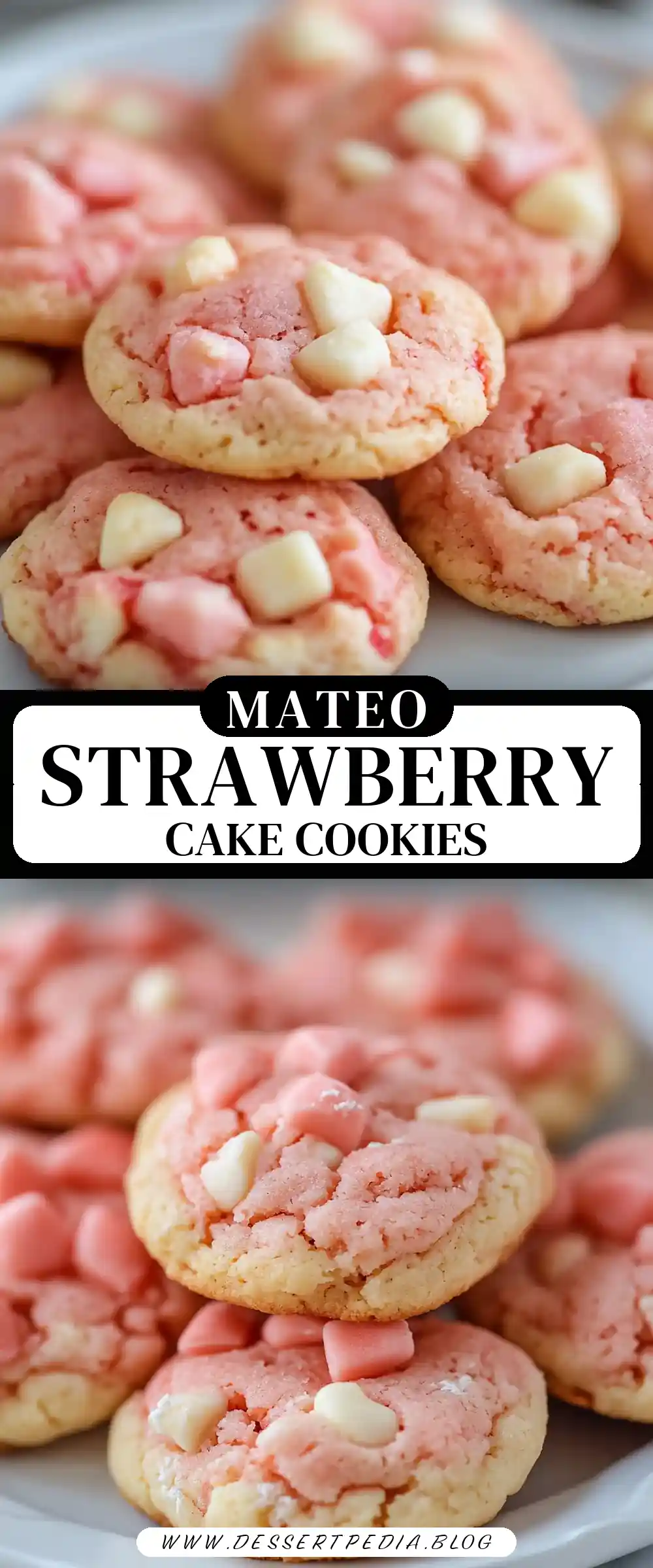 Pinterest pin (Design 3) for Strawberry Cake Mix Cookies