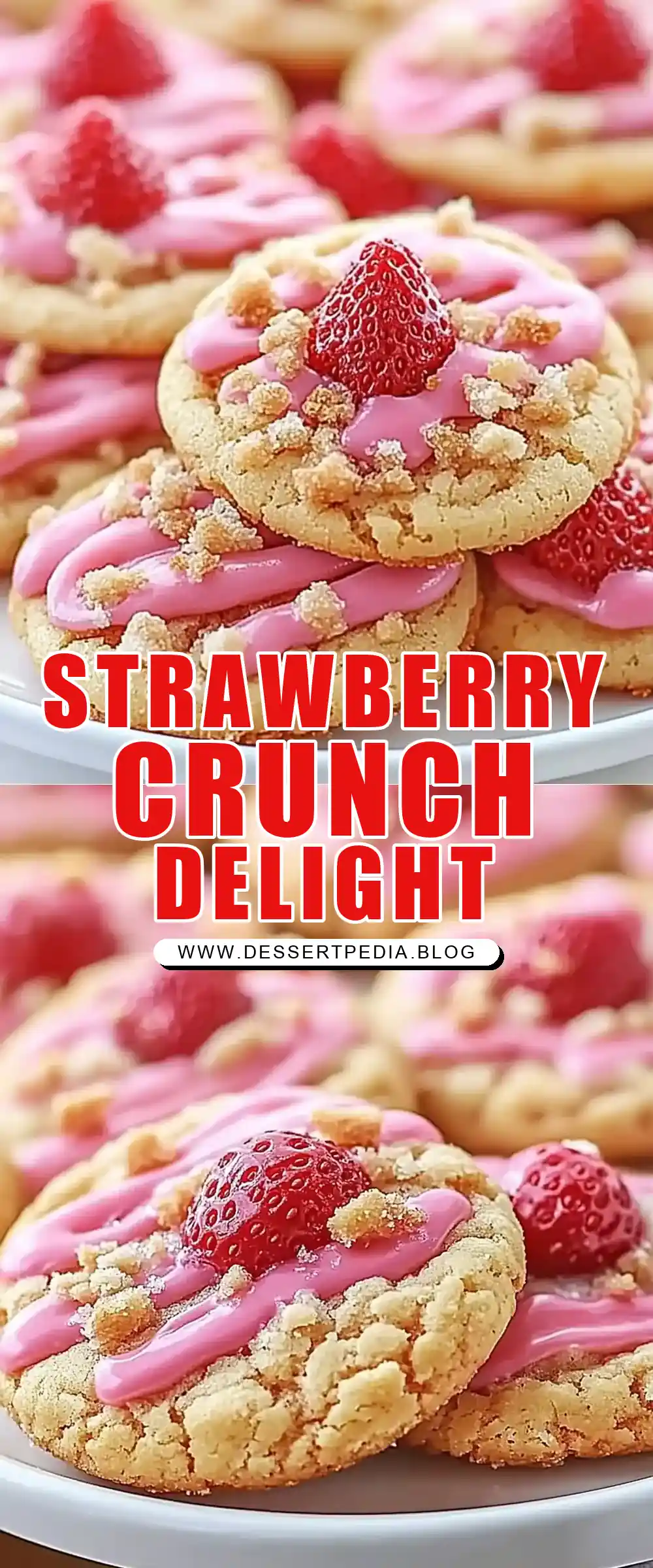 Pinterest pin (Design 1) for Strawberry Crunch Cookies