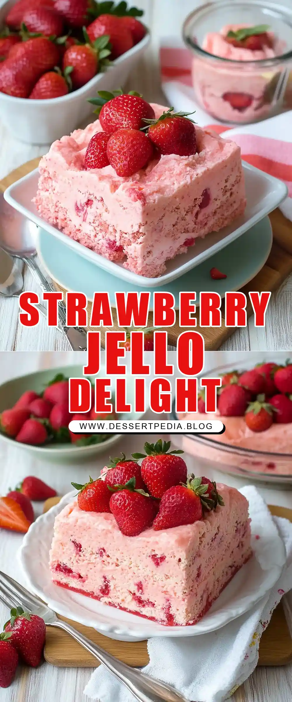 Pinterest pin (Design 1) for Strawberry Jello Salad