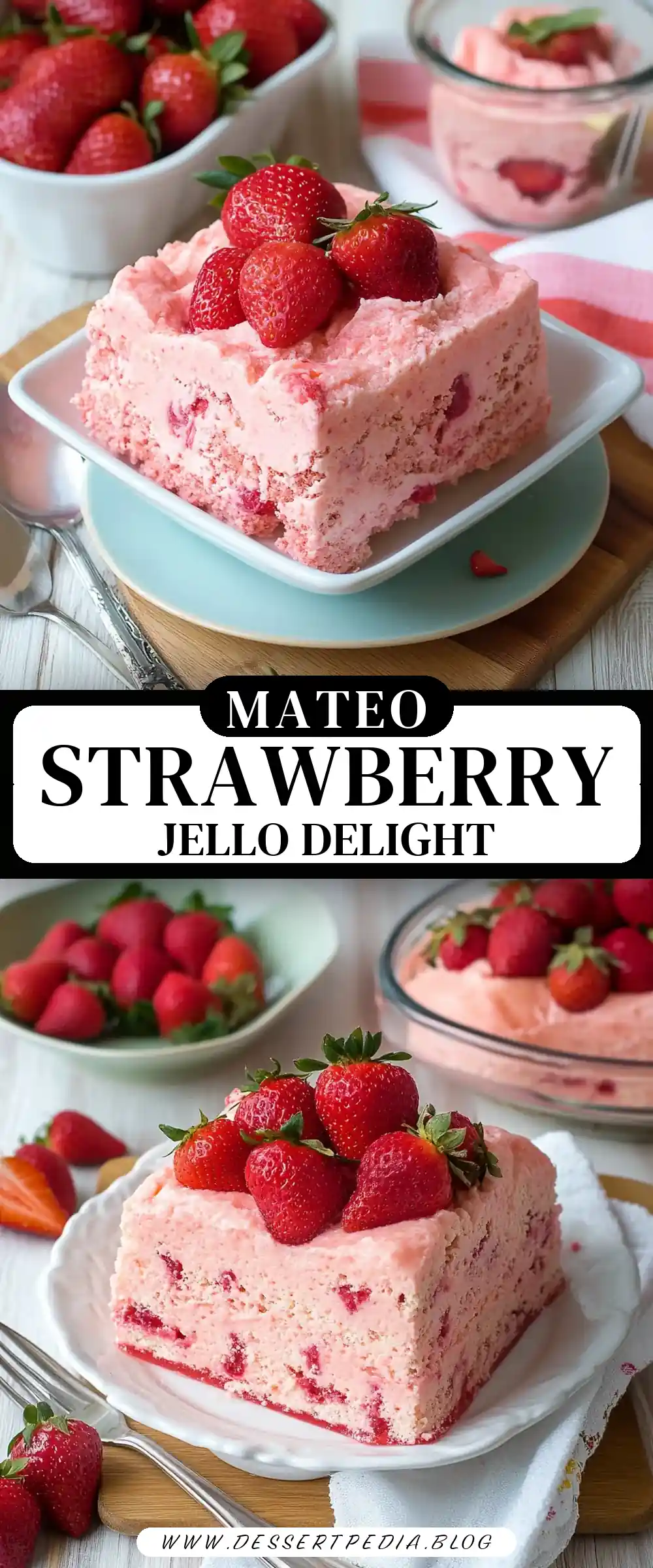 Pinterest pin (Design 3) for Strawberry Jello Salad