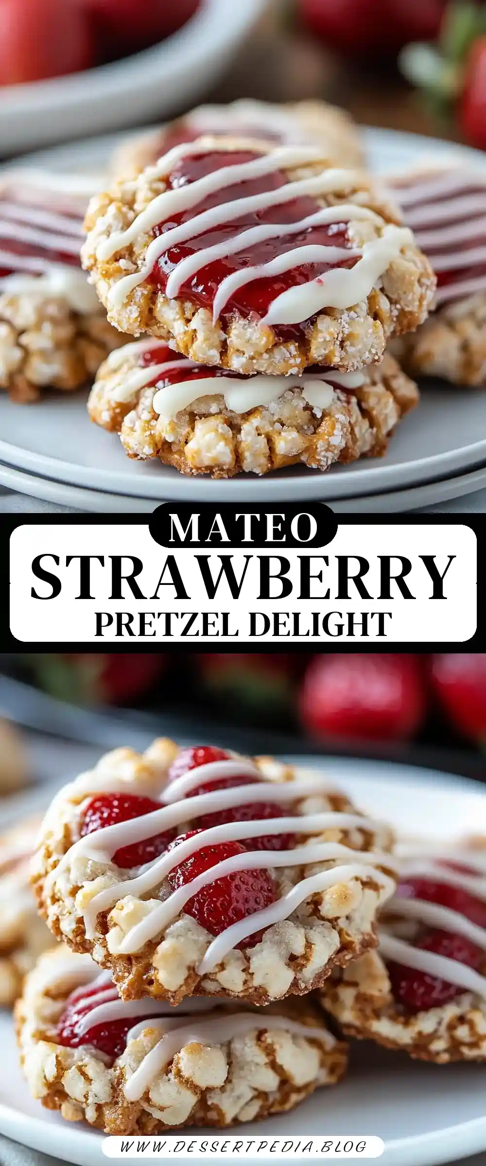 Pinterest pin (Design 3) for Strawberry Pretzel Cookies
