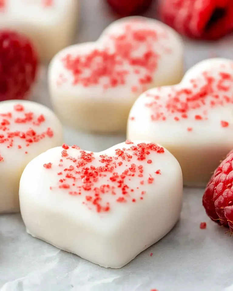 A delicious plate of Strawberries and Cream Truffle Hearts