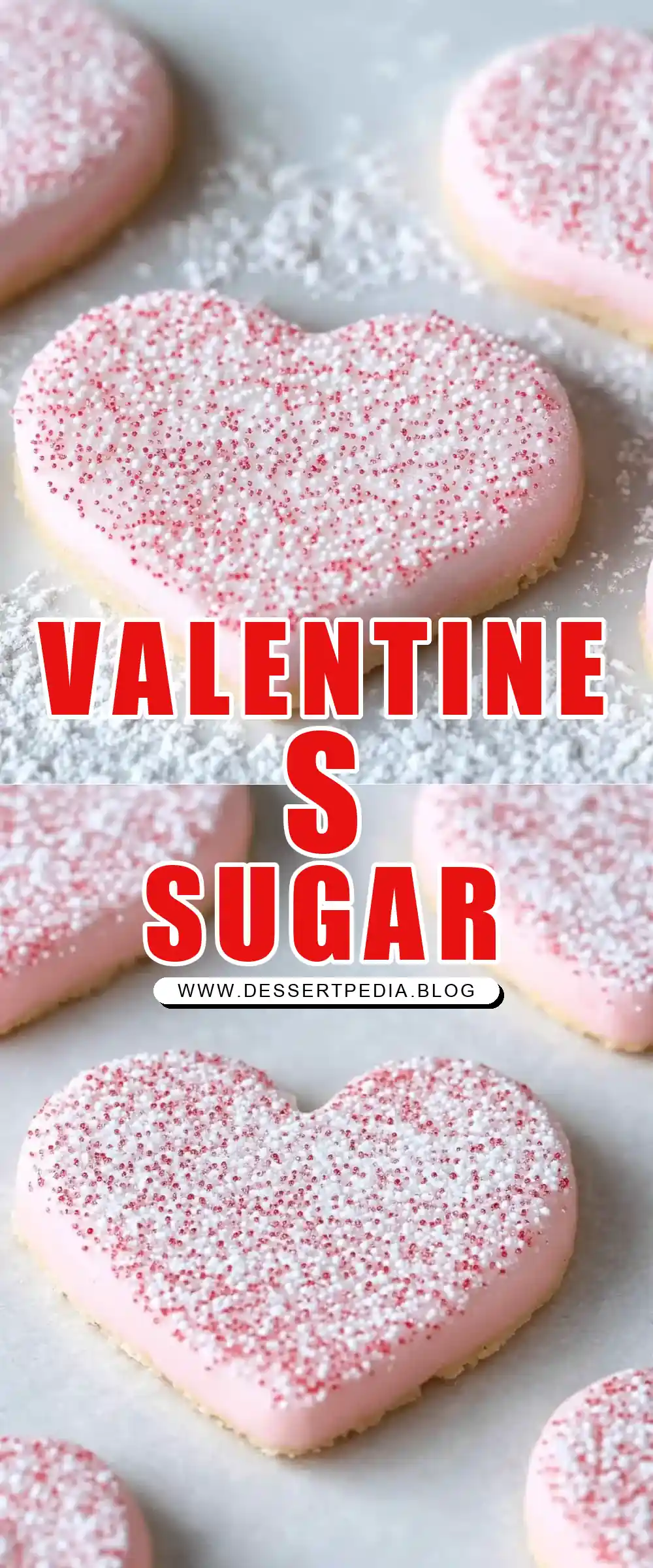 Pinterest pin (Design 1) for Fast and Easy Valentine's Sugar Cookies