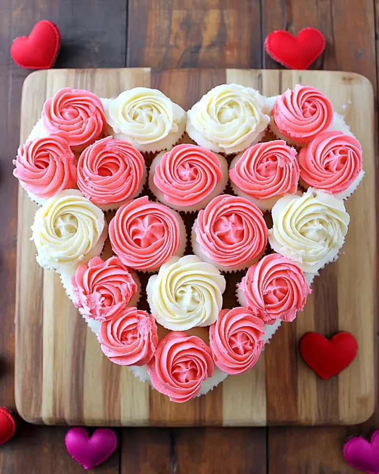 A delicious plate of Valentine's Day Cupcake Heart Cake