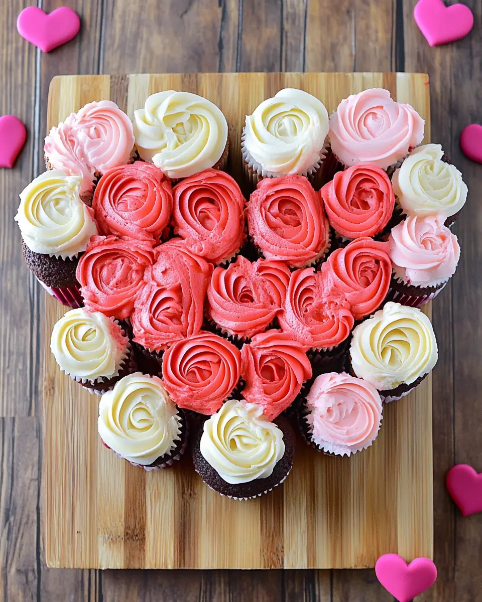 A delicious plate of Valentine's Day Cupcake Heart Cake
