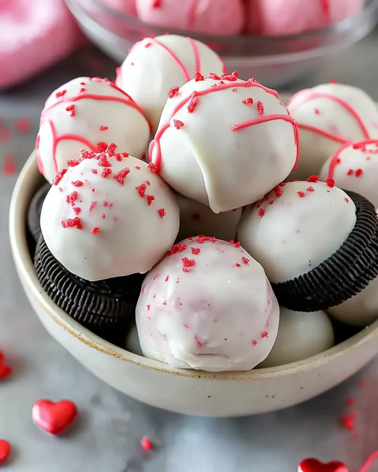 A delicious plate of Valentine's Day Oreo Truffles