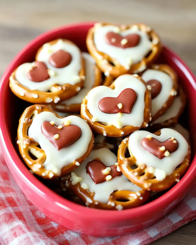A delicious plate of White Chocolate Pretzel Hearts Recipe