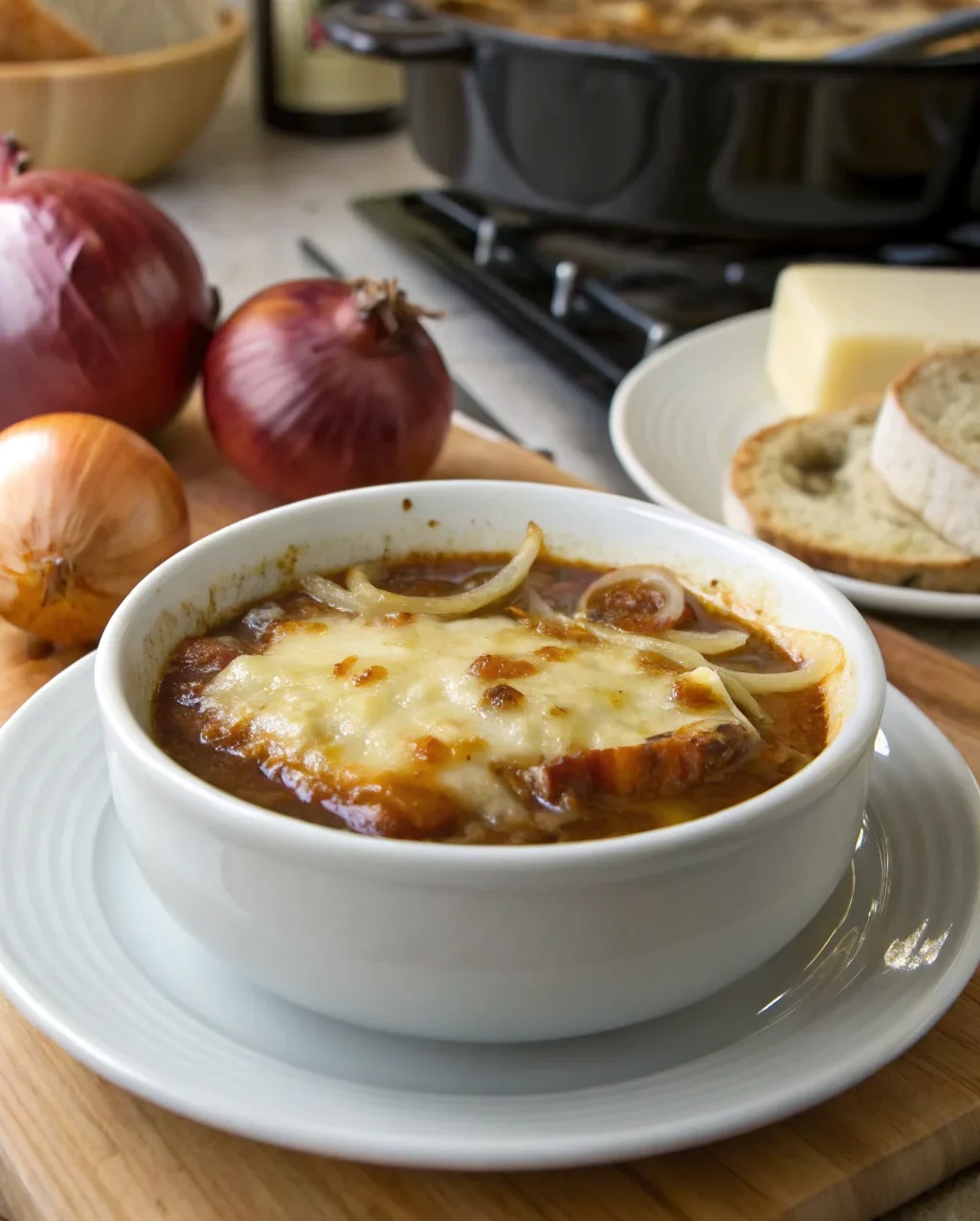 A delicious plate of Lazy French Onion Soup