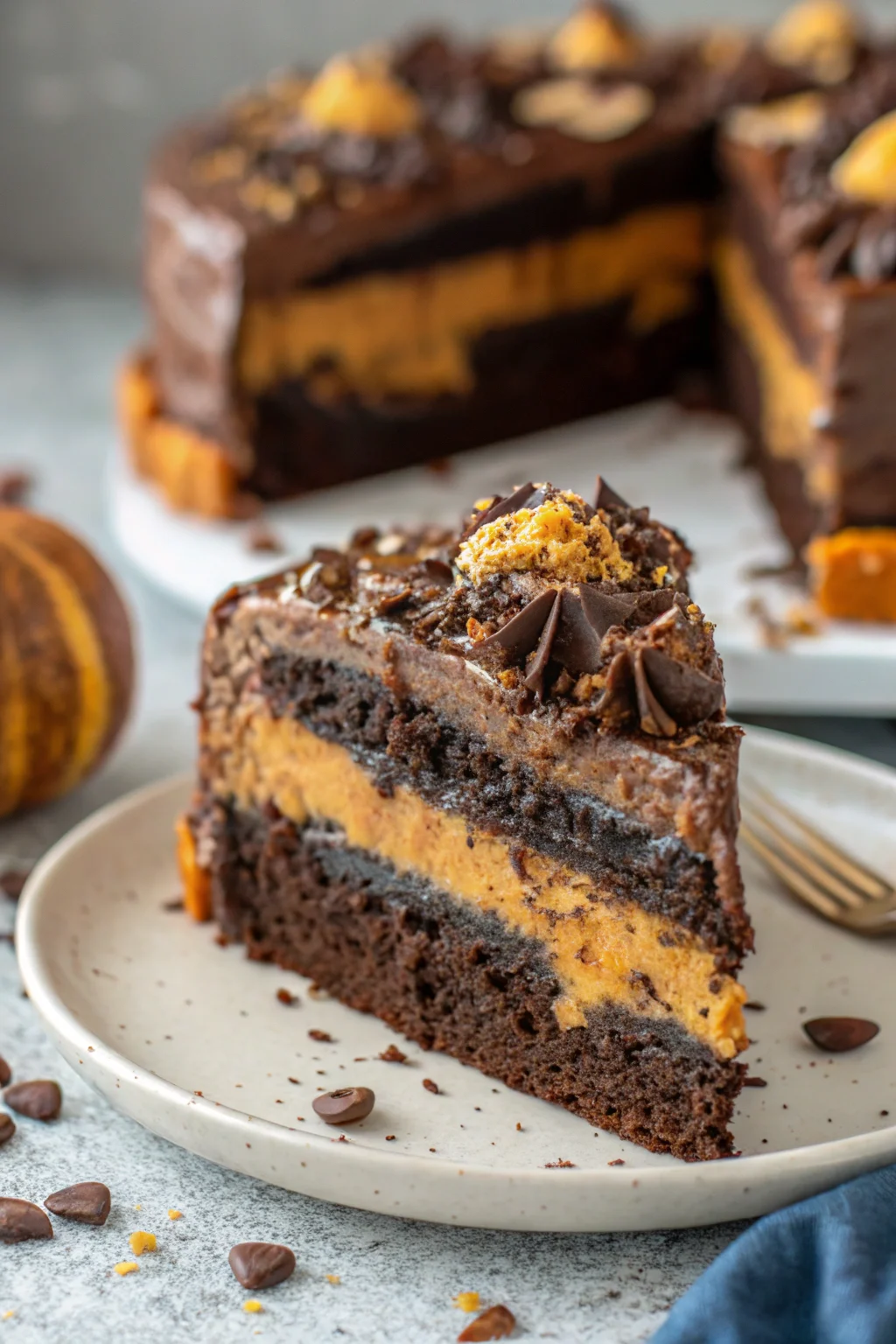 Step by Step Pumpkin Chocolate Dessert Cake