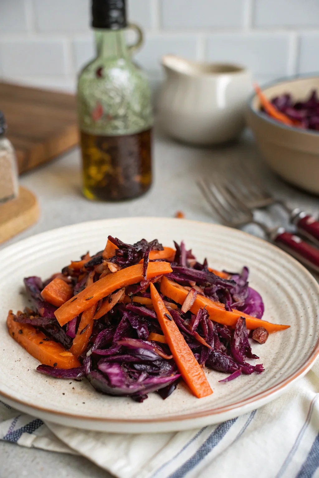 Charred Red Cabbage and Carrot Salad