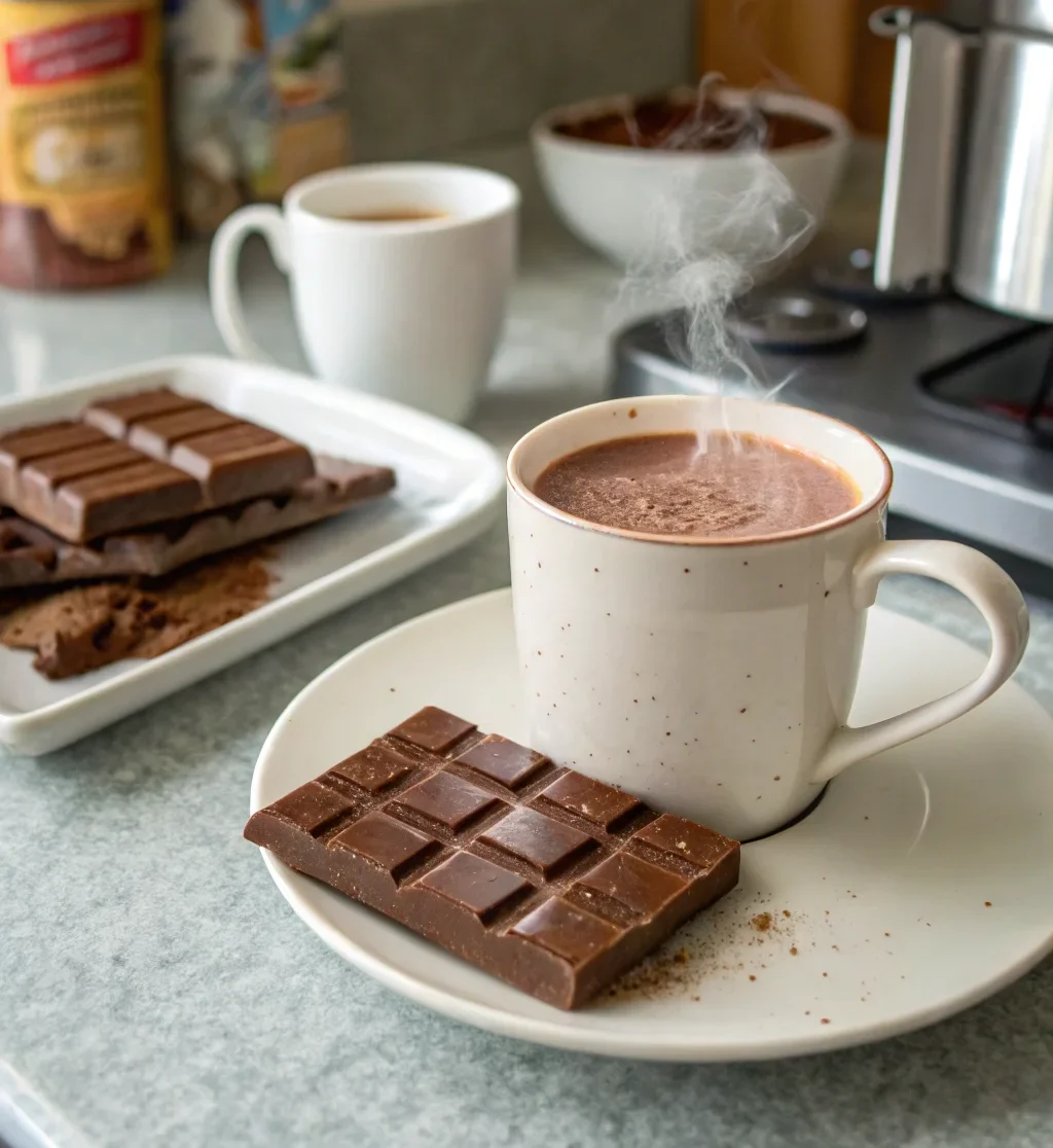 A delicious plate of Chocolate Bar Hot Chocolate