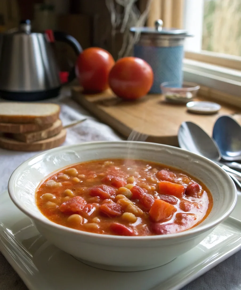 A delicious plate of Creamy Tomato Bean Soup