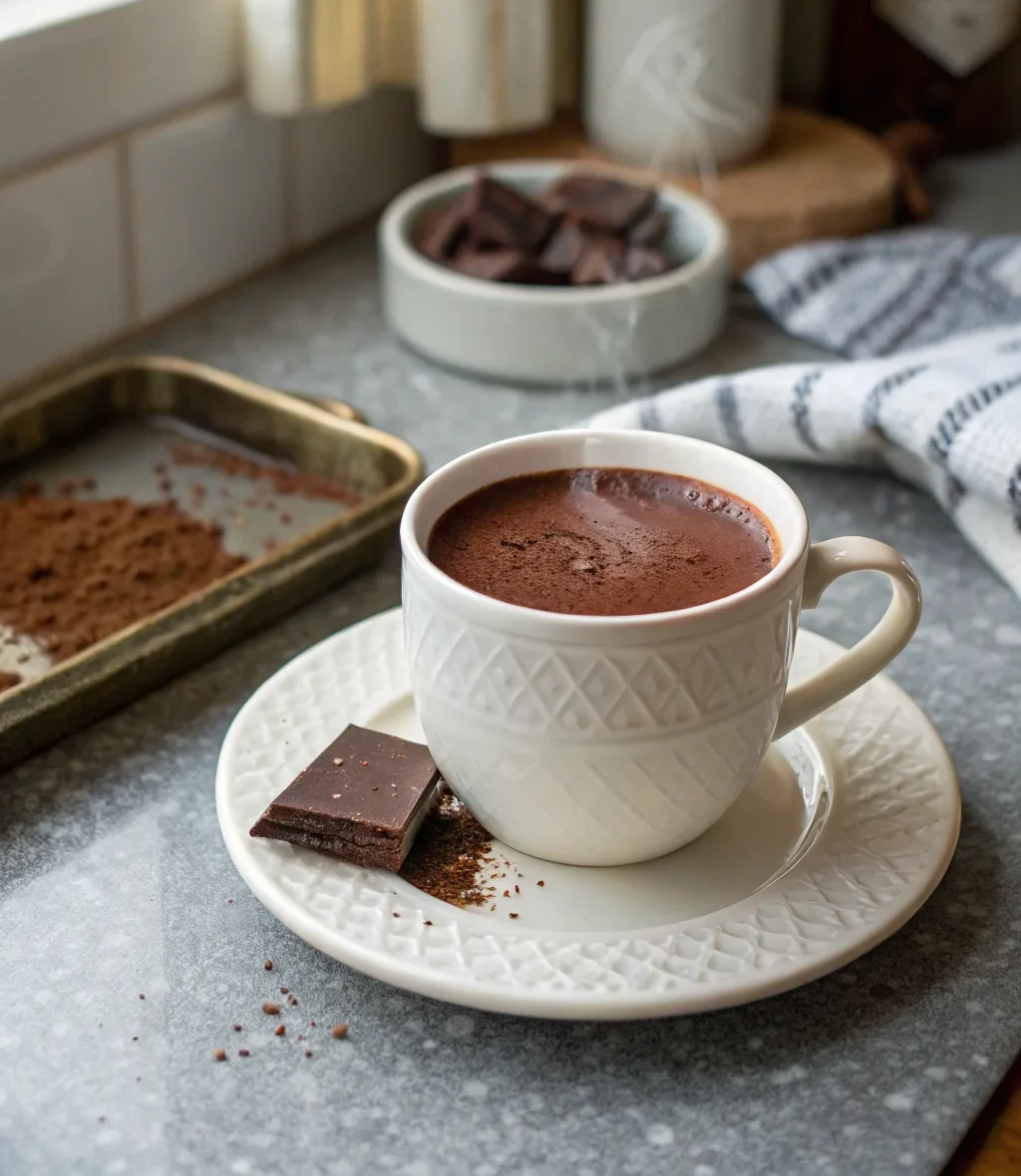 A delicious plate of Dark Chocolate Hot Cocoa