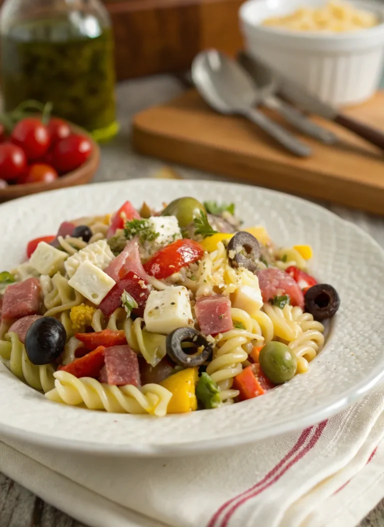 A delicious plate of Chef John's Antipasto Pasta Salad