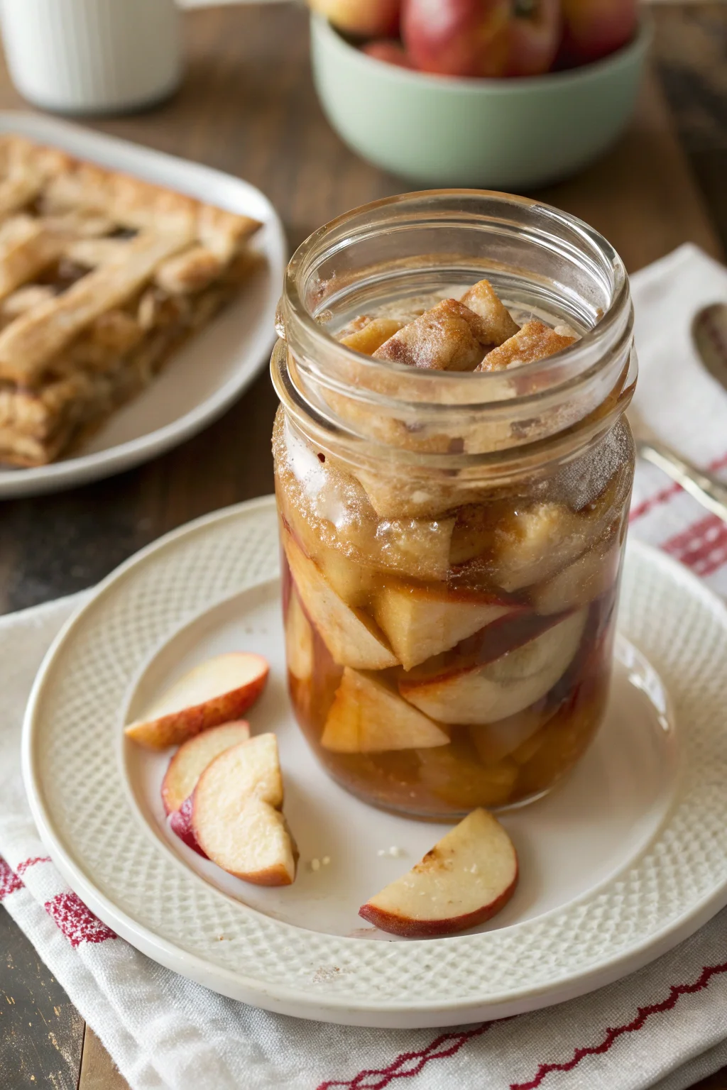 A delicious plate of Apple Pie in a Jar Drink