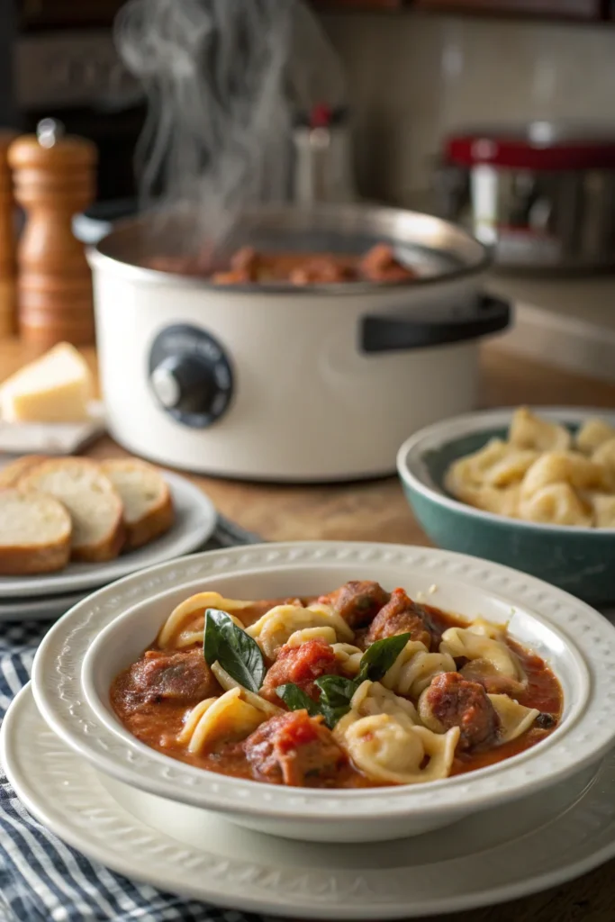 Slow Cooker Sausage Tortellini Soup
