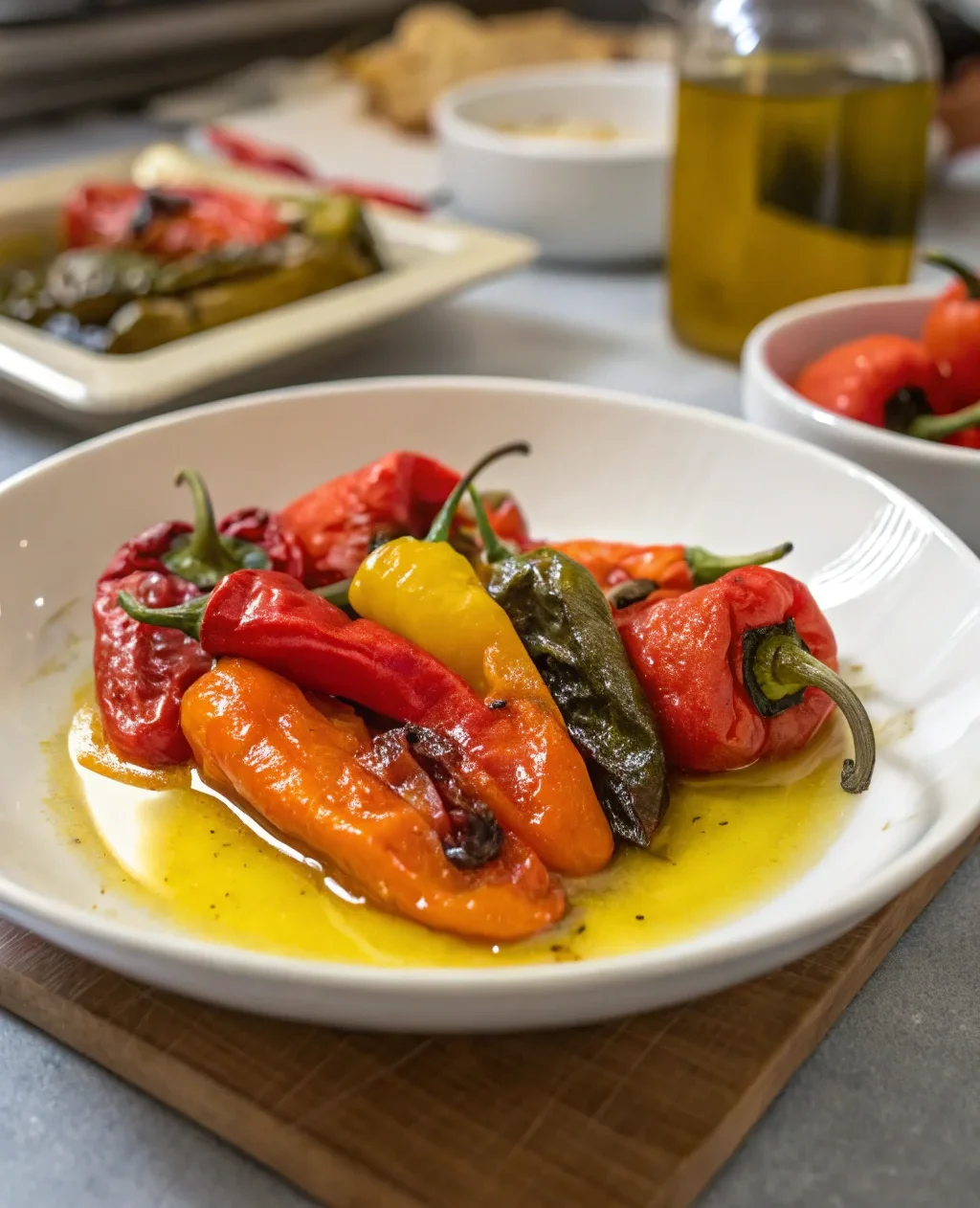 A delicious plate of Roasted Peppers in Oil (Peperoni Arrostiti Sotto Olio)