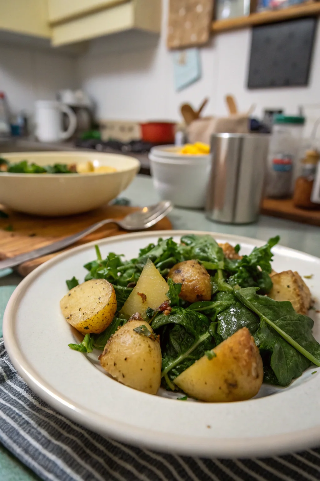 Potato and Mustard Greens Salad