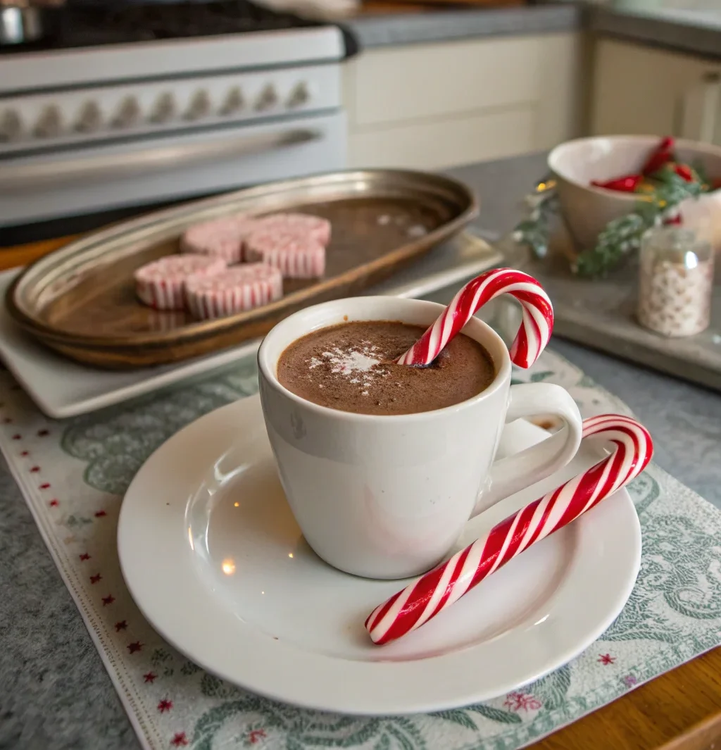 A delicious plate of Candy Cane Cocoa
