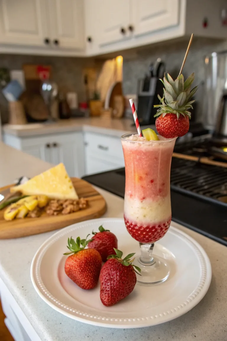 A delicious plate of Refreshing Virgin Strawberry Pina Colada Recipe