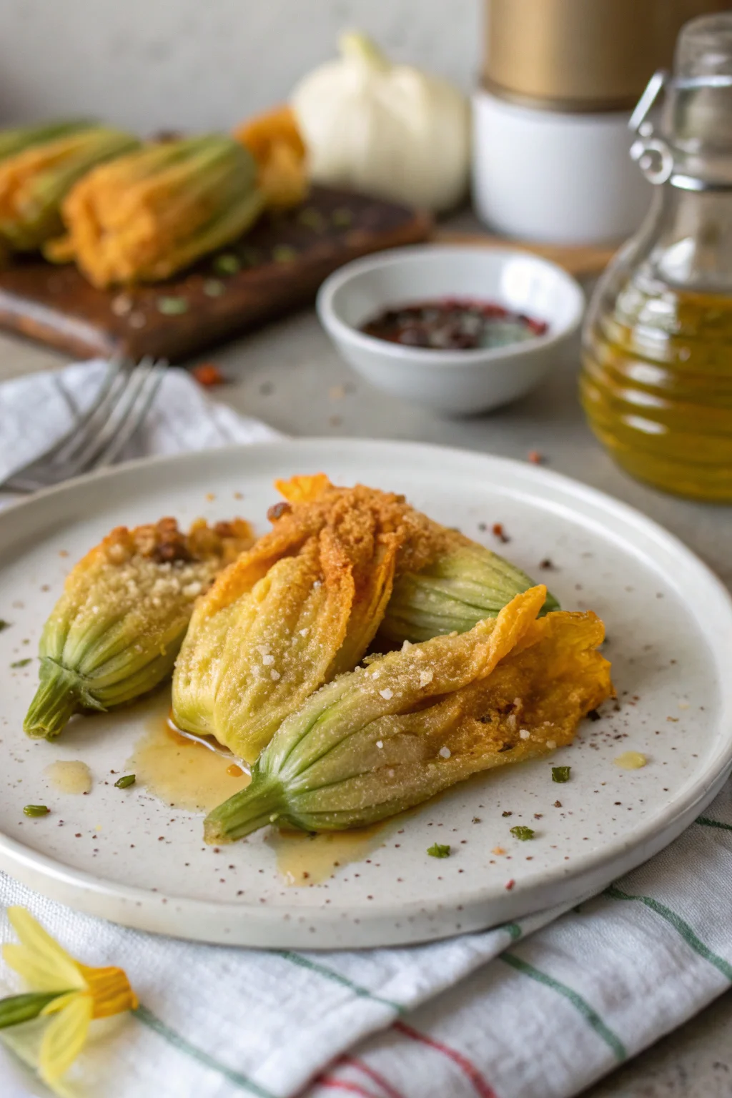 Fried Stuffed Squash Blossoms