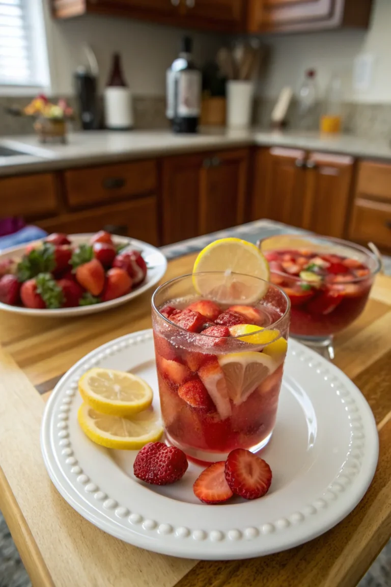 A delicious plate of Strawberry Lemonade Sangria