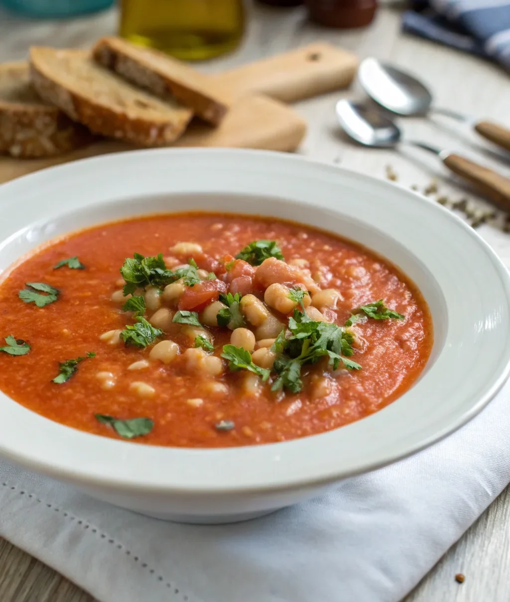 A delicious plate of Tomato White Bean Soup
