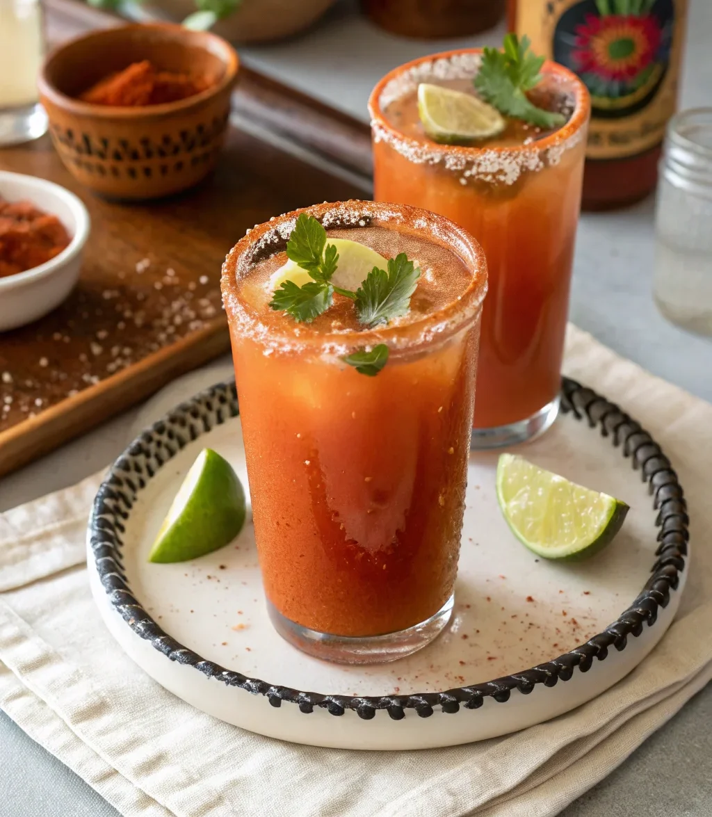 A delicious plate of Micheladas with Tajin