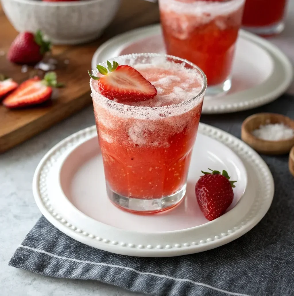 A delicious plate of Strawberry Beer Margaritas