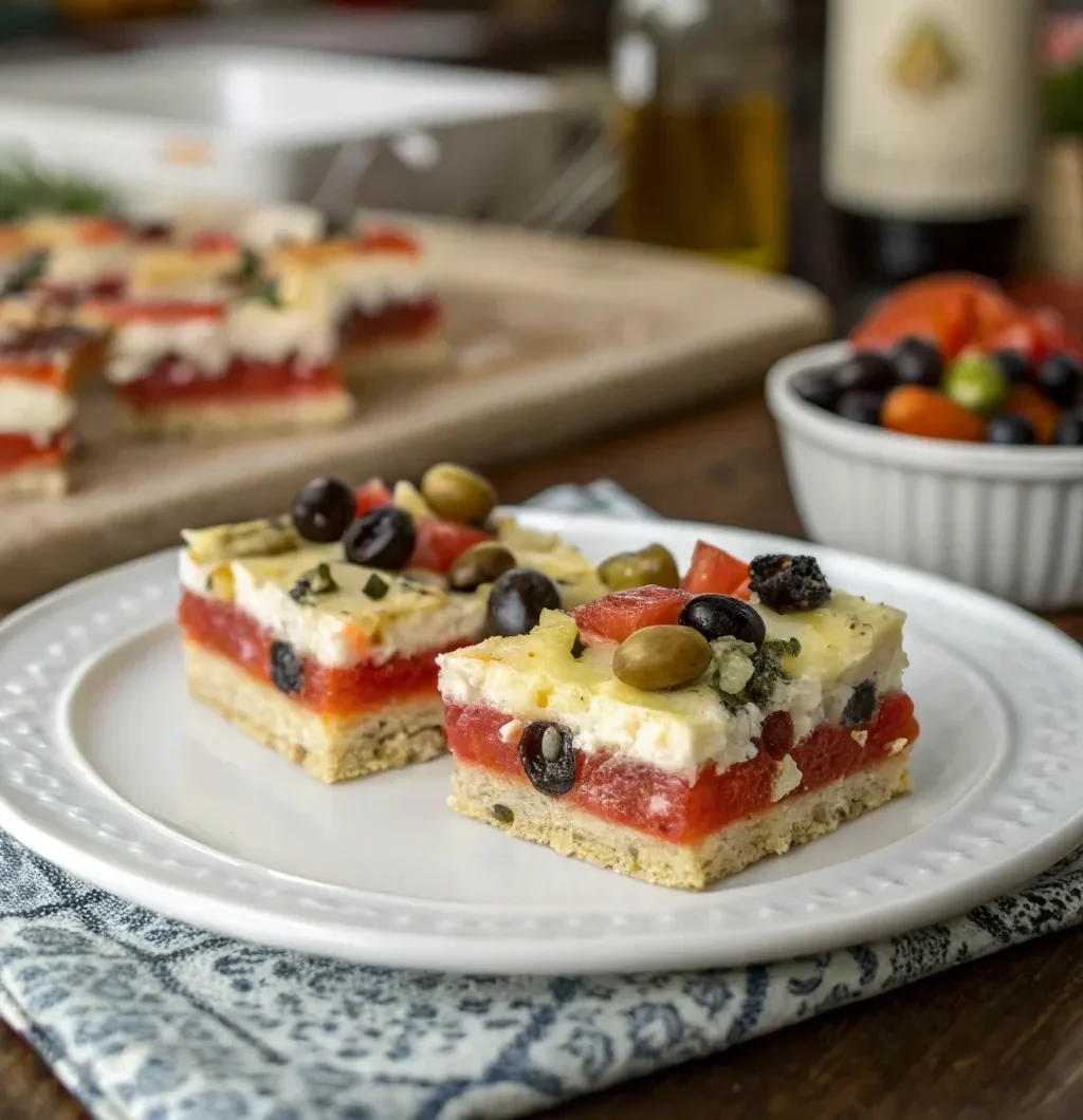 A delicious plate of Antipasto Squares