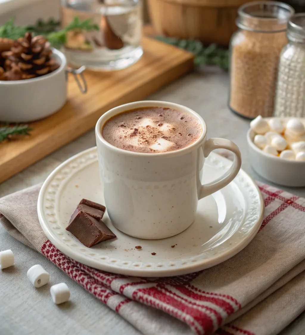 A delicious plate of Creamy Homemade Hot Cocoa