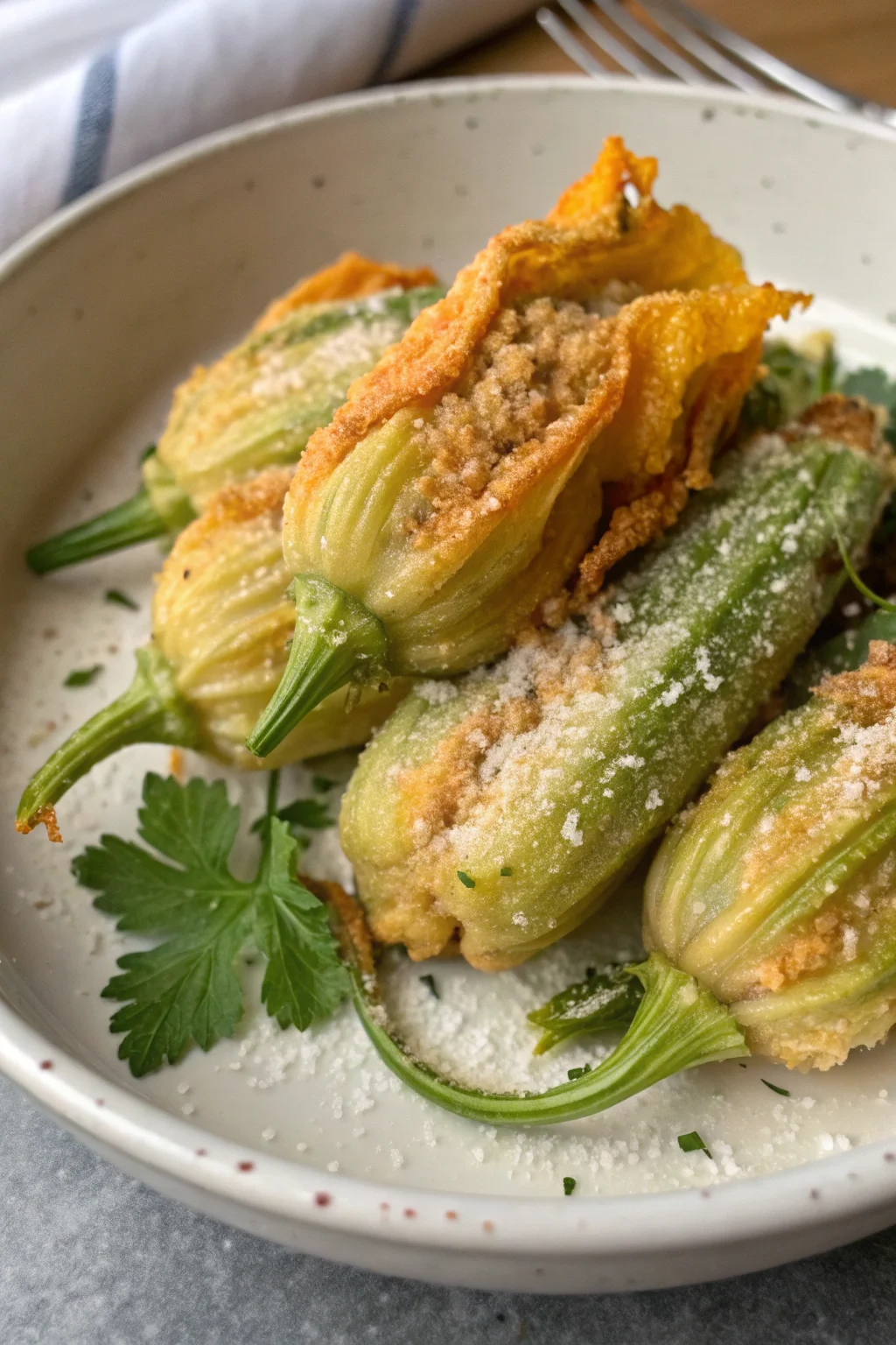 Step by Step Fried Stuffed Squash Blossoms