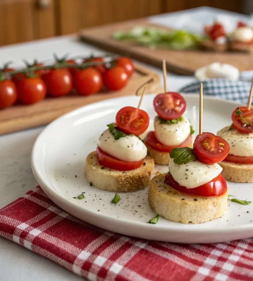 A delicious plate of Tomato and Mozzarella Bites