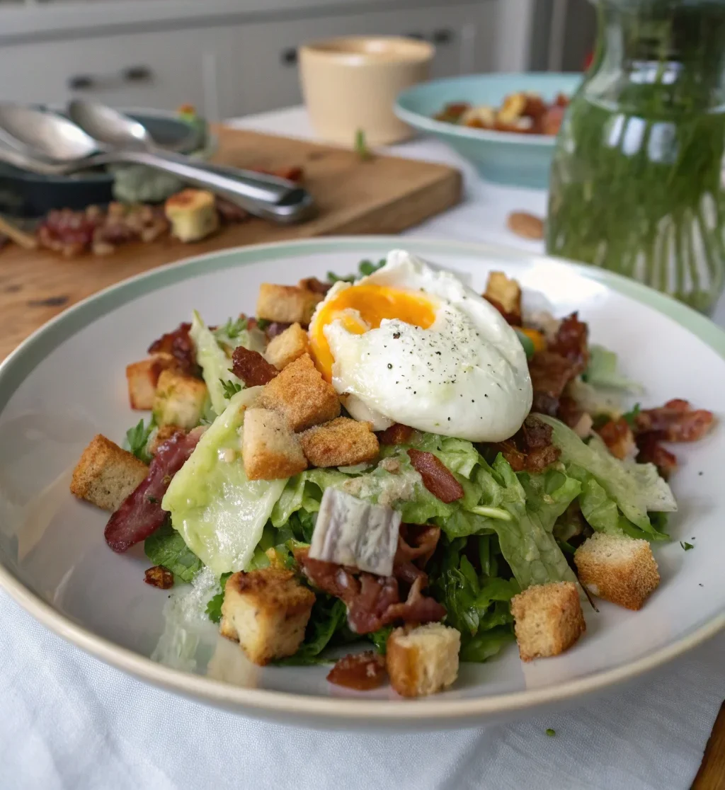 A delicious plate of Chef John's Salad Lyonnaise